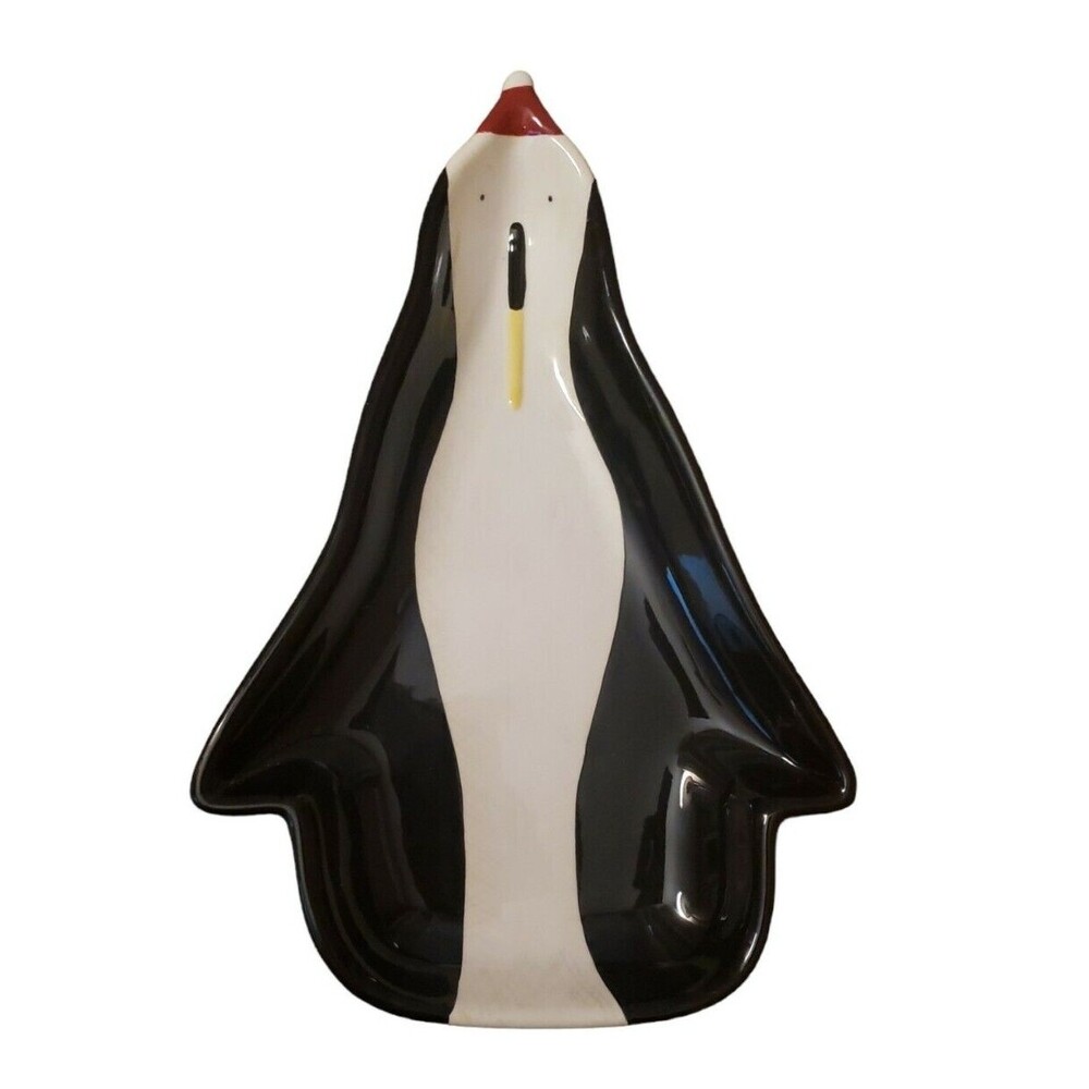 Demdaco The Nature of Christmas Penguin Plate Dish Platter By Tim Coffey 2006